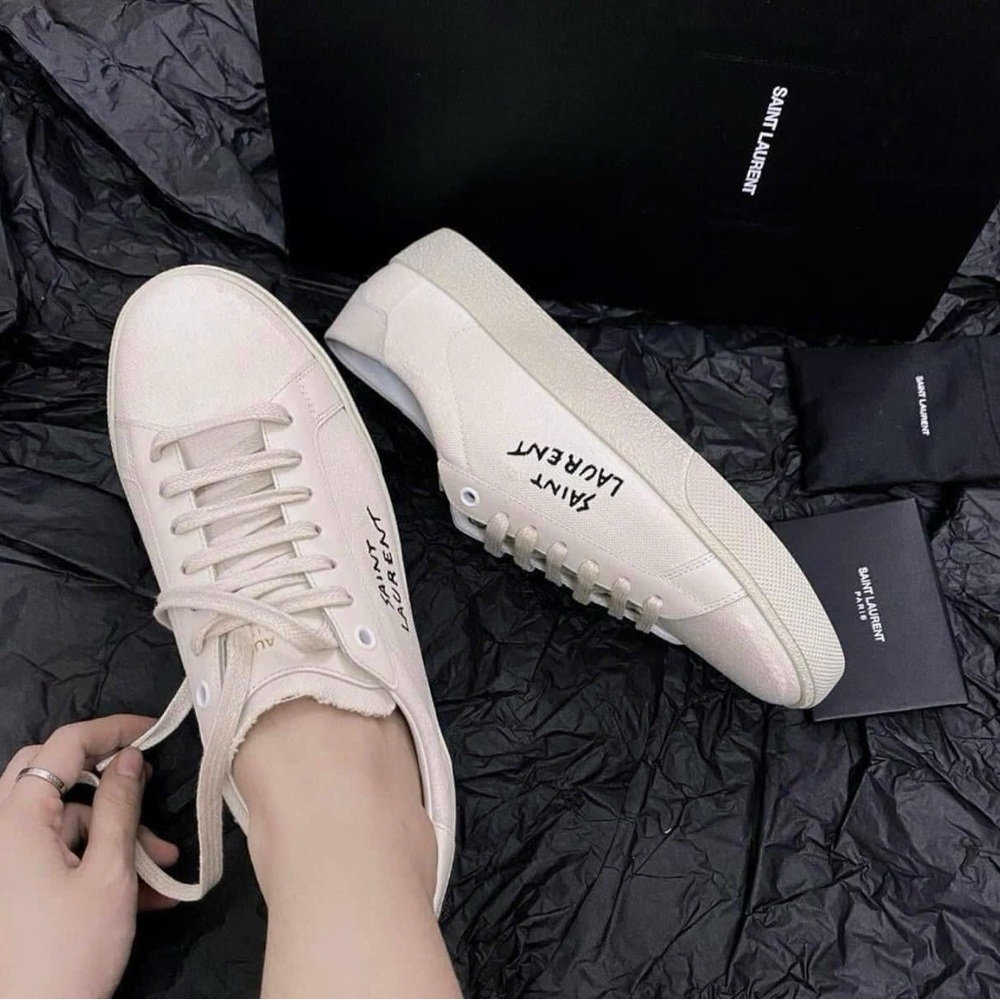 Saint Laurent

Court Classic Sl/06 Embroidered Sneakers In Canvas And Leather